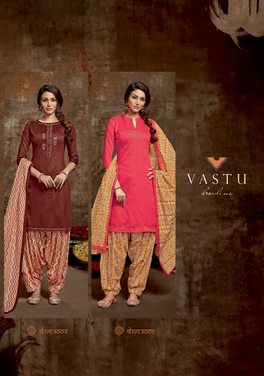 Vastu Kiara Patiyala Regular Wear Wholesale Cotton Dress Material Catalog
